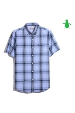 Original Penguin Blue Short Sleeve Tonal Plaid Shirt -Original Penguin D89240s3