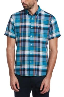 Original Penguin Blue Short Sleeve Plaid Shirt