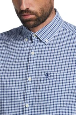 Original Penguin Blue Long Sleeve Seersucker Shirt -Original Penguin D89242s3