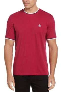 Original Penguin Tipped T-Shirt In Sangria Red