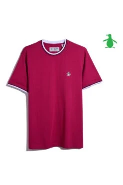 Original Penguin Tipped T-Shirt In Sangria Red -Original Penguin D89245s3