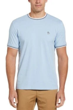 Original Penguin Tipped T-Shirt In Cerulean Blue