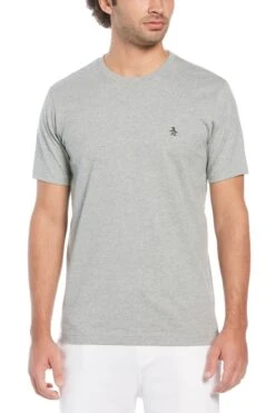 Original Penguin Grey Pinpoint Embroidery T-Shirt