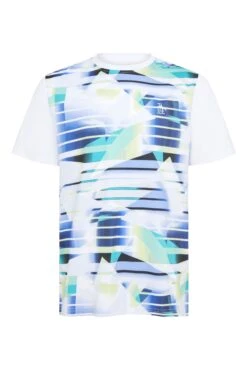 Original Penguin Mens Tennis Spliced Energy Stripe Crew White T-Shirt -Original Penguin N42270s3