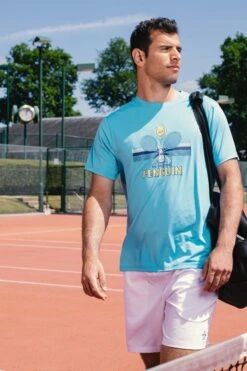 Original Penguin Mens Blue Tennis Performance Novelty Graphic T-Shirt