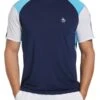 Original Penguin Mens Blue Tennis Colourblock Crew T-Shirt
