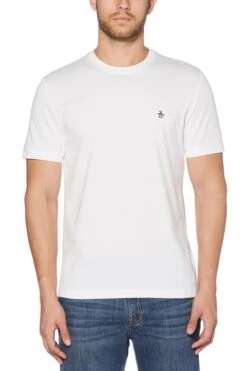 Original Penguin White Pinpoint Embroidery T-Shirt