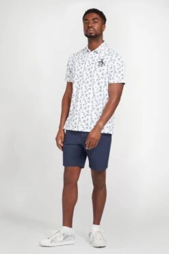 Original Penguin Golf Retro Arcade Printed White Polo Shirt