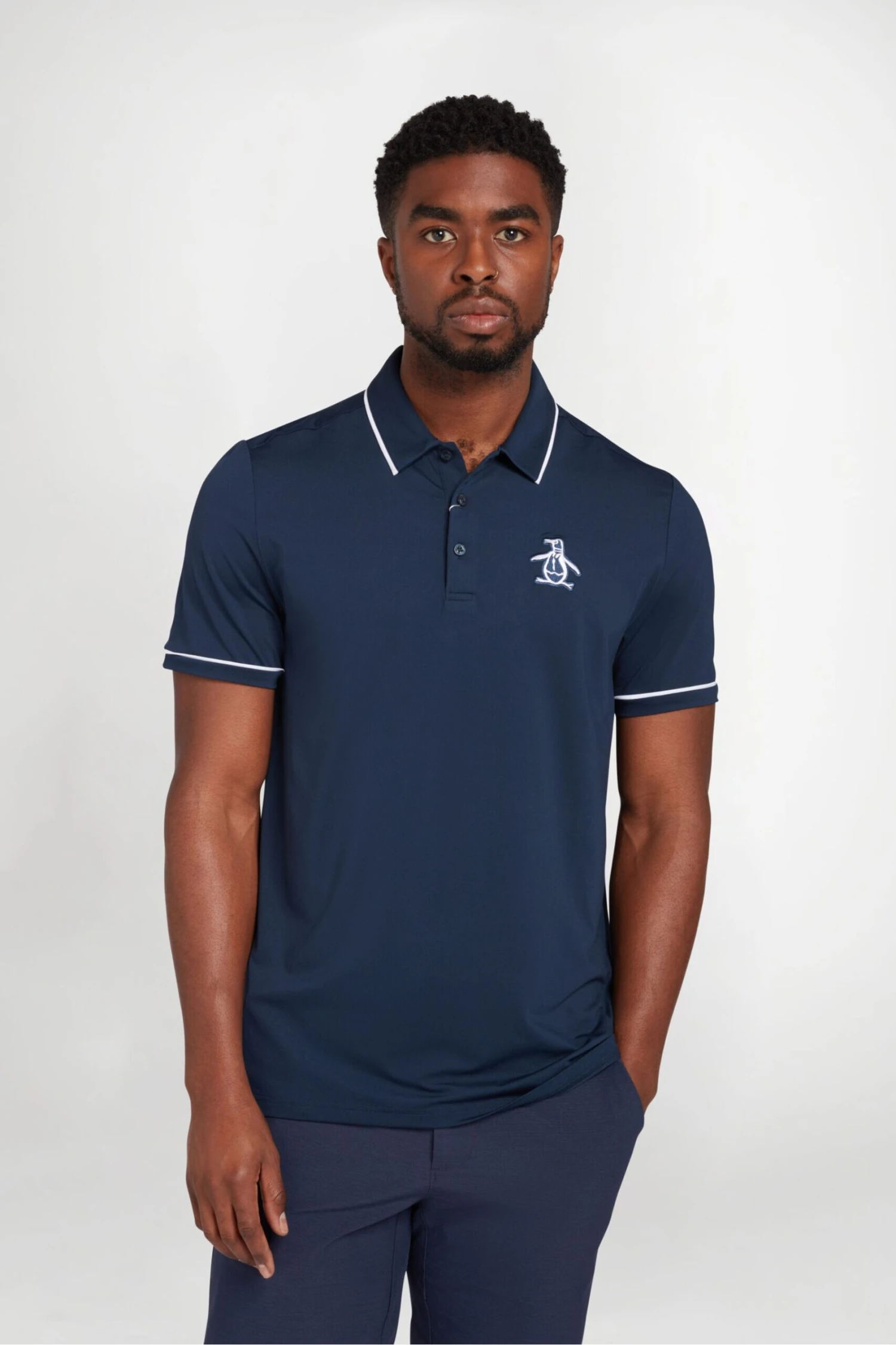 Original Penguin Large Navy Blue Golf Heritage Polo Shirt With Logo 3 Original Penguin Large Navy Blue Golf Heritage Polo Shirt With Logo