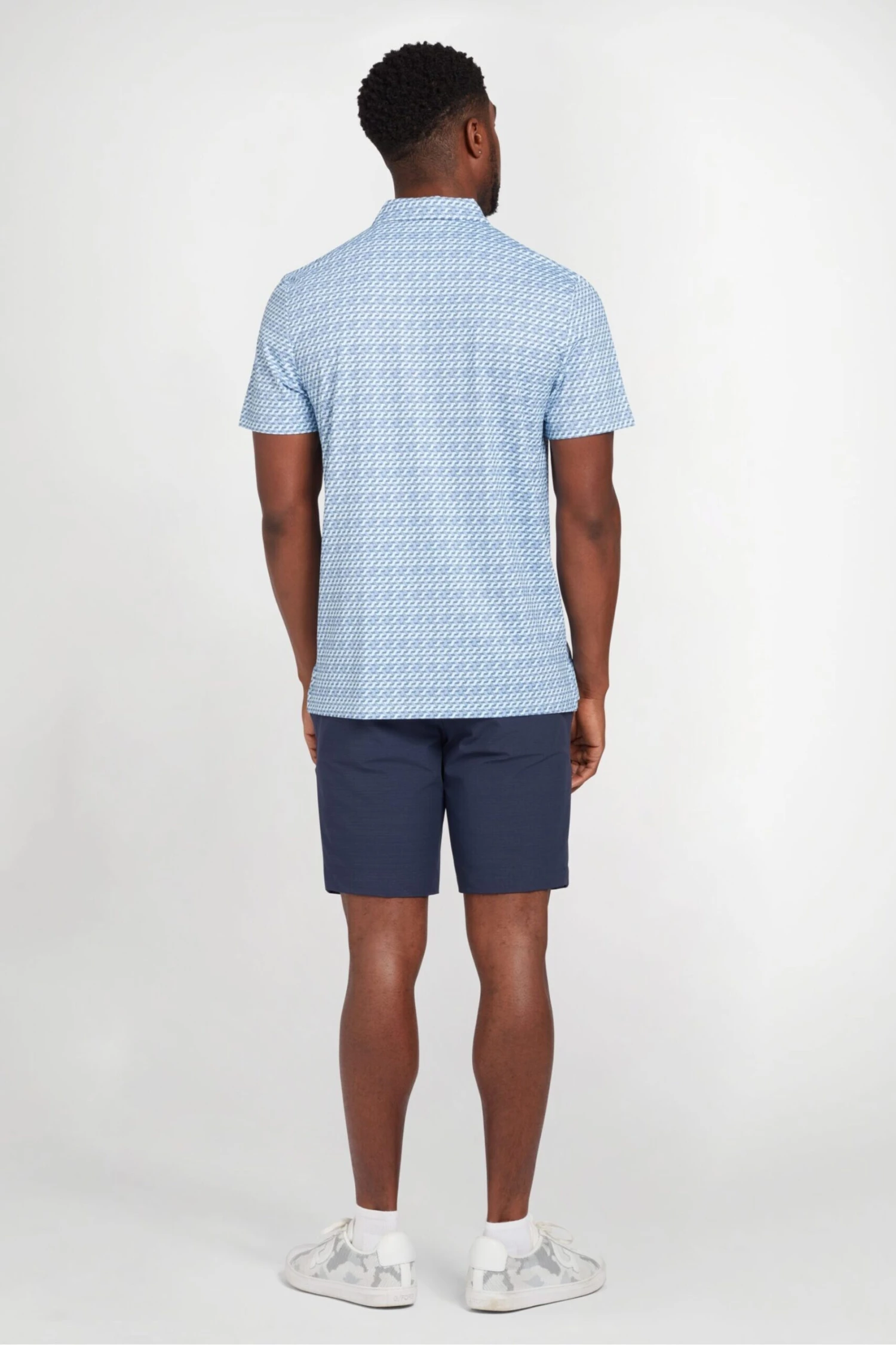 Original Penguin Golf Blue Retro Wave Pattern Print Polo Shirt 4 Original Penguin Golf Blue Retro Wave Pattern Print Polo Shirt - Image 2