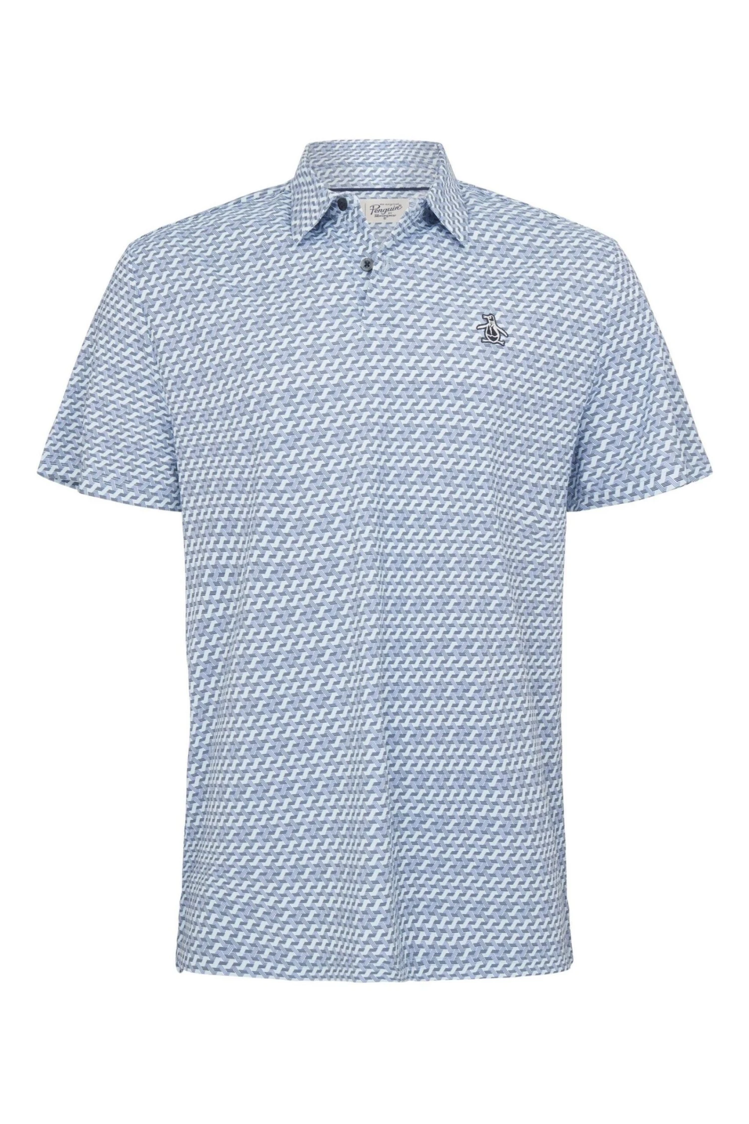 Original Penguin Golf Blue Retro Wave Pattern Print Polo Shirt 7 Original Penguin Golf Blue Retro Wave Pattern Print Polo Shirt - Image 5