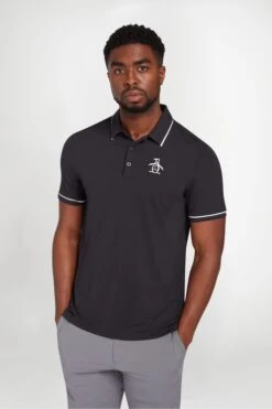 Original Penguin Golf Heritage Black Polo Shirt With Large Pete Logo
