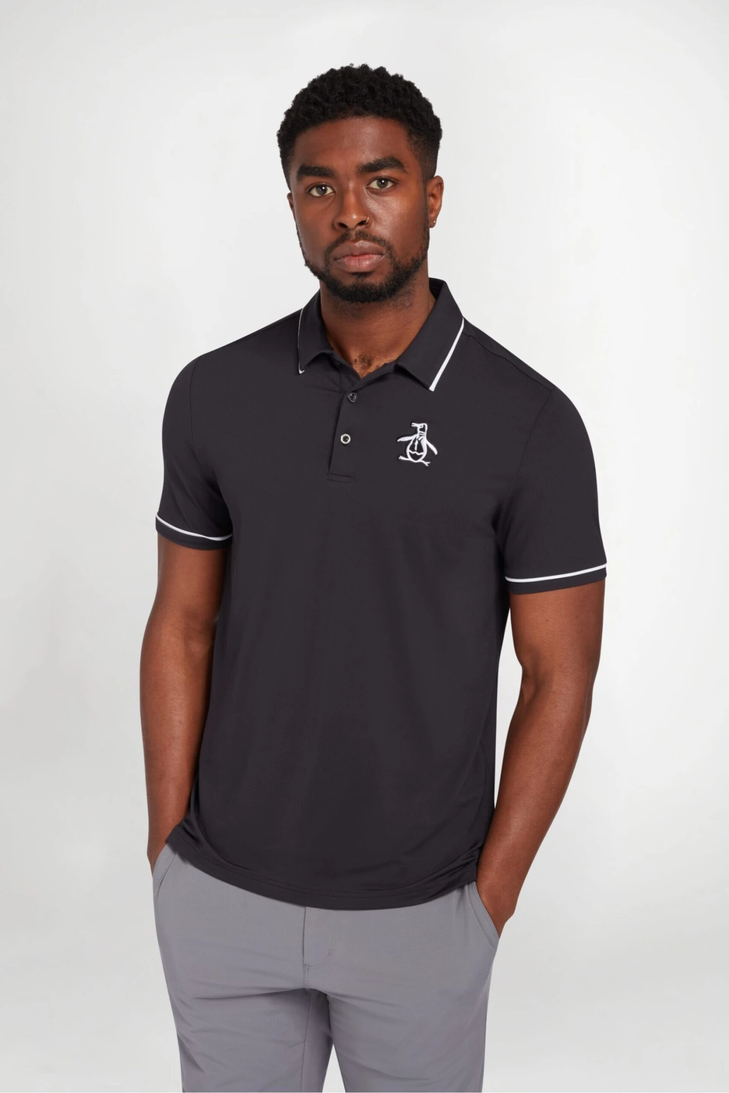 Original Penguin Golf Heritage Black Polo Shirt With Large Pete Logo 3 Original Penguin Golf Heritage Black Polo Shirt With Large Pete Logo