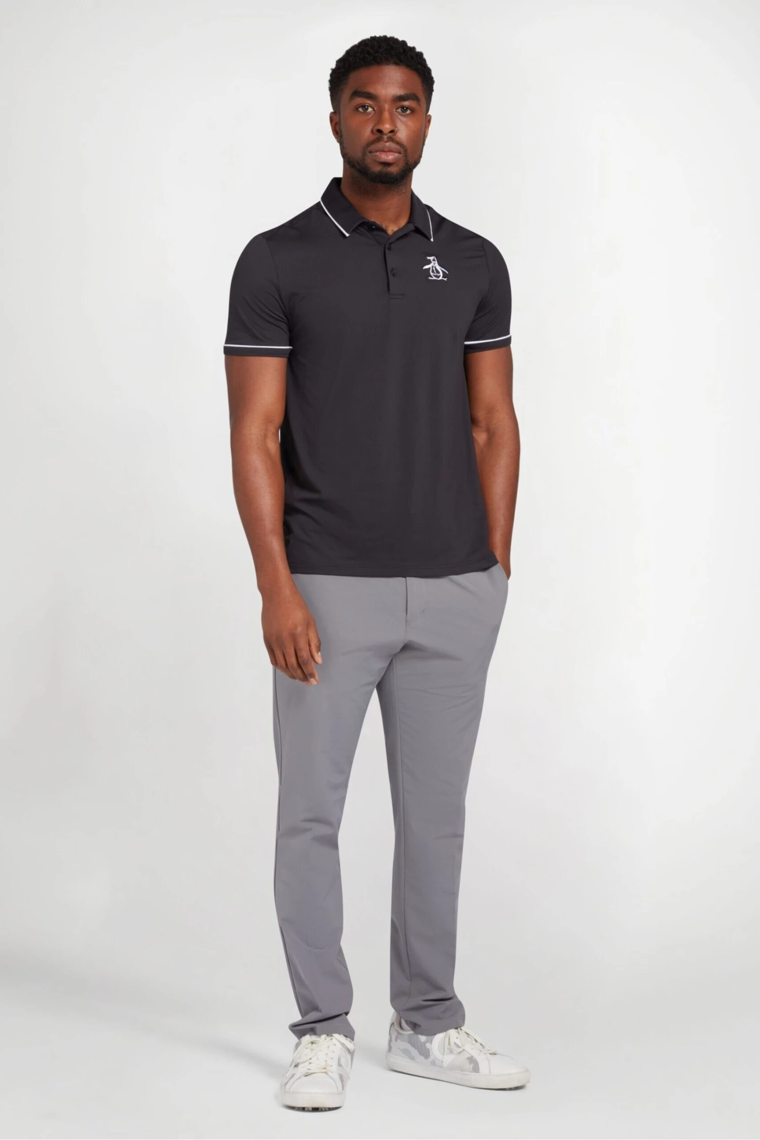 Original Penguin Golf Heritage Black Polo Shirt With Large Pete Logo 5 Original Penguin Golf Heritage Black Polo Shirt With Large Pete Logo - Image 3